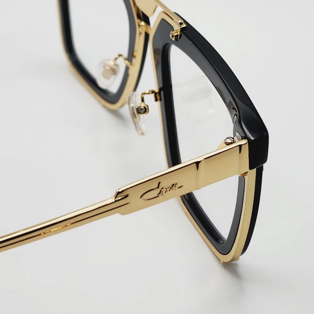 Cazal Rectangular Sunglasses 648-002 Black & Gold Frames.